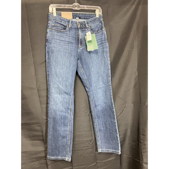 LL Bean Bean Flex Jeans Womens Sz 8 Straight Leg Favorite Fit Denim Regular NWT - Picture 2 of 8